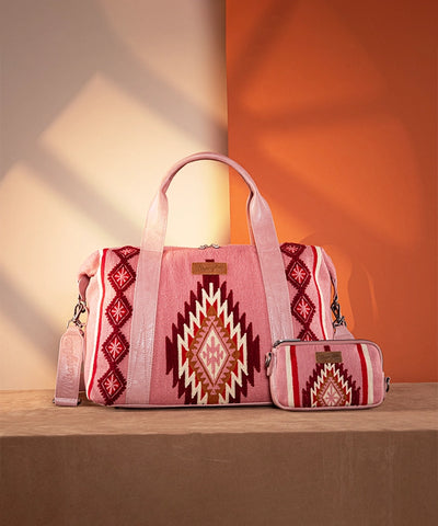 Wrangler Aztec Knitted Duffle Bag Hot Pink