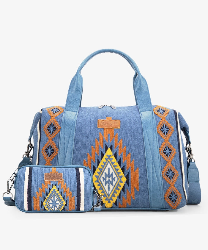 Wrangler Aztec Knitted Duffle Bag Set Jean