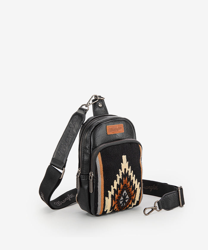 Wrangler Aztec Knitted Sling Bag Black