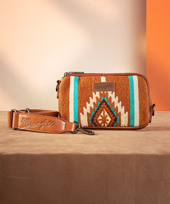 Wrangler Aztec Knitted Wristlet Brown