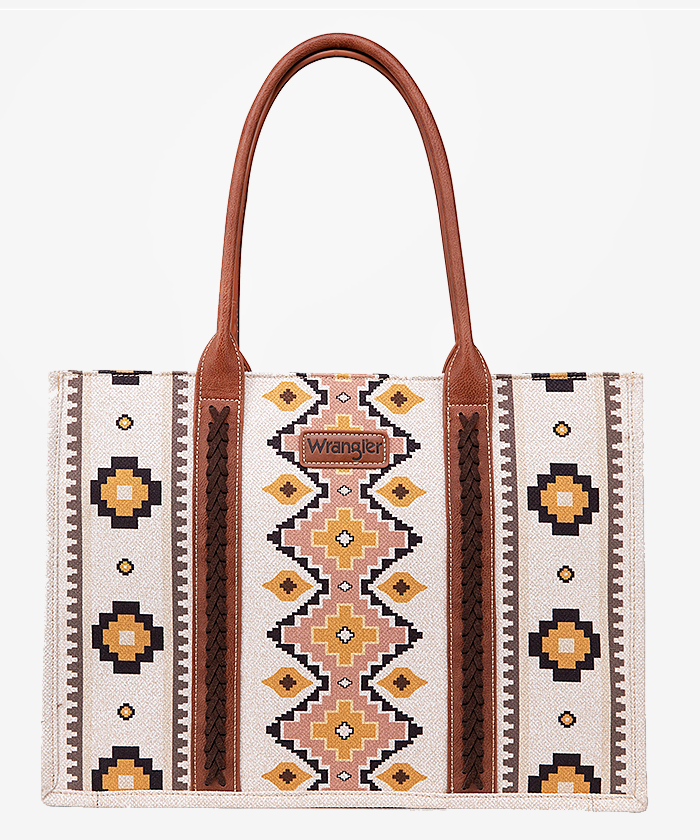 Wrangler Southwestern Aztec Print Canvas Wide Tote - Montana West World