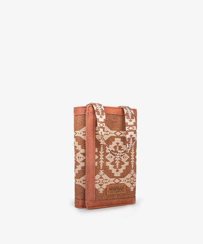 Wrangler Aztec Print Bi-fold Phone Case Brown