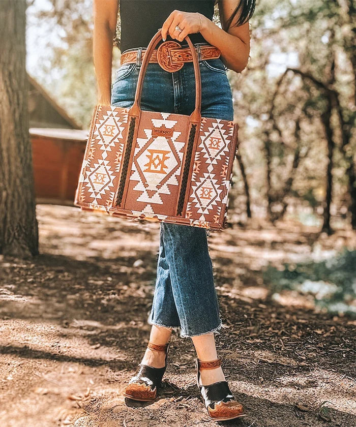 Wrangler Aztec Print Canvas Tote Bag