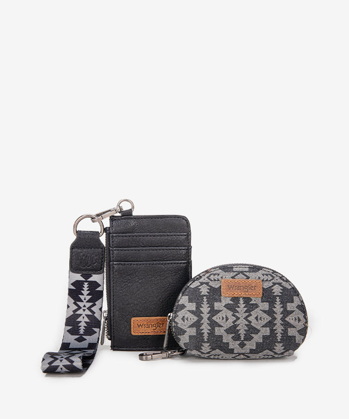 Wrangler Aztec Print Card Holder Black