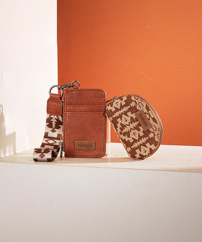 Wrangler Aztec Print Card Holder Brown