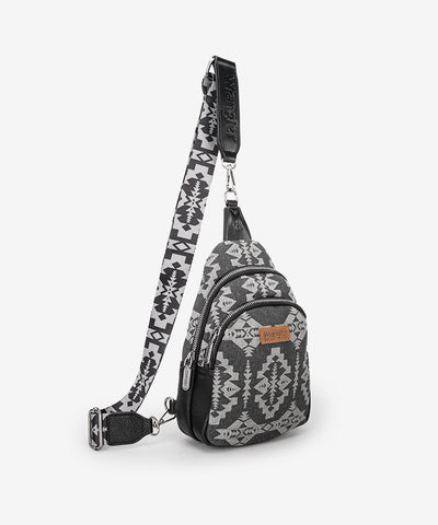 Wrangler Aztec Print Sling Bag Black