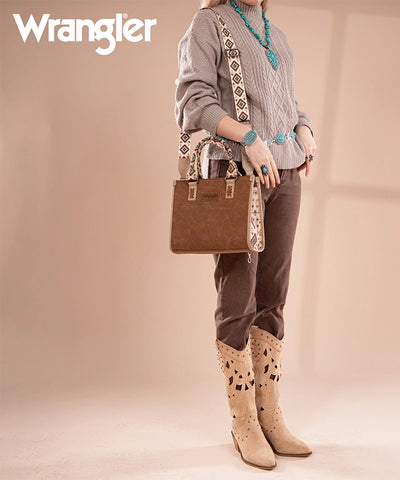 Wrangler Aztec Print Tote Bag Brown