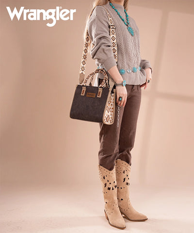 Wrangler Aztec Print Tote Bag Coffee