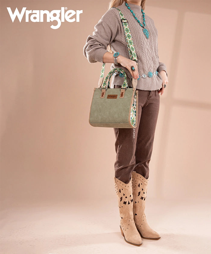 Wrangler Aztec Print Tote Bag Green