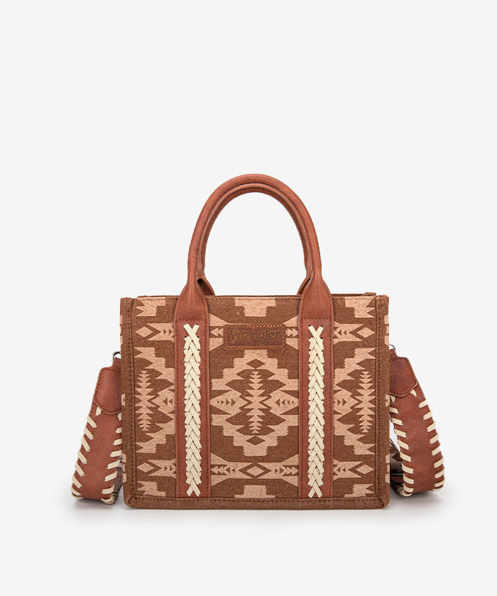 Wrangler Aztec Print Tote Bag Set Brown