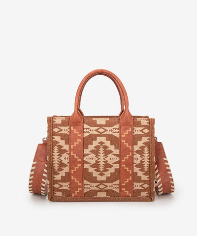 Wrangler Aztec Print Tote Bag Set Brown