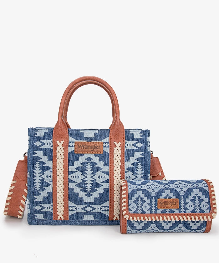 Wrangler Aztec Print Tote Bag Set Jean