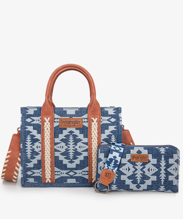 Wrangler Aztec Print Tote Bag Set Jean