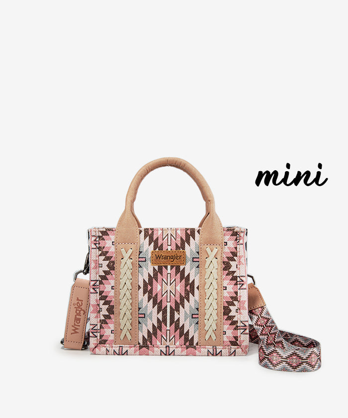 Wrangler_Aztec_Print_Whipstitch_Canvas_Mini_Tote_Bag Dark Pink