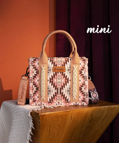 Wrangler_Aztec_Print_Whipstitch_Canvas_Mini_Tote_Bag Dark Pink