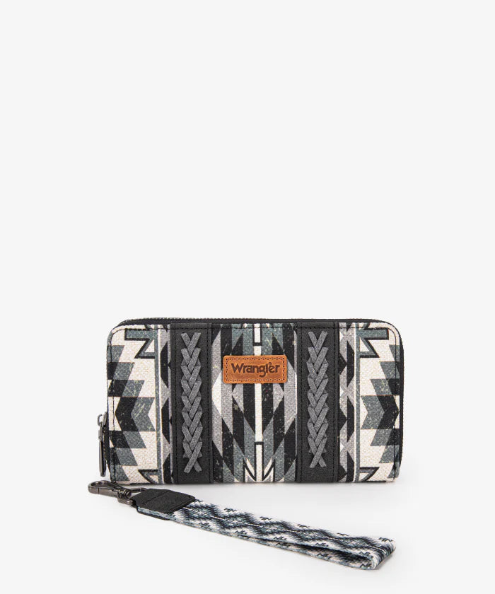 Wrangler Aztec Print Whipstitch Canvas Wallet