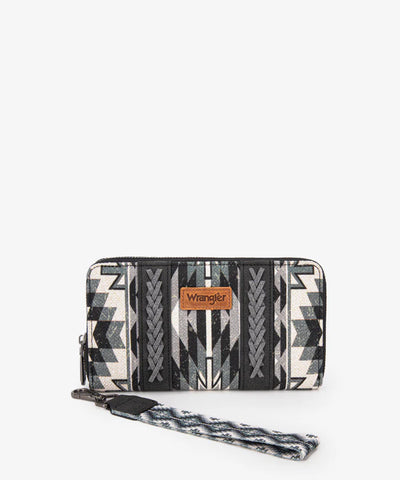 Wrangler Aztec Print Whipstitch Canvas Wallet