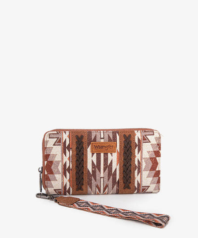 Wrangler Aztec Print Whipstitch Canvas Wallet