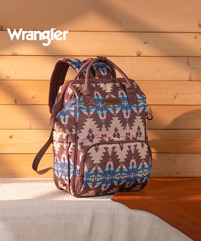 Wrangler Aztec Printed Callie Backpack Coffee