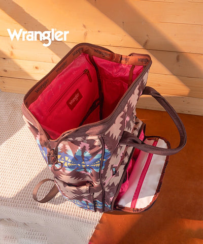 Wrangler Aztec Printed Callie Backpack Coffee