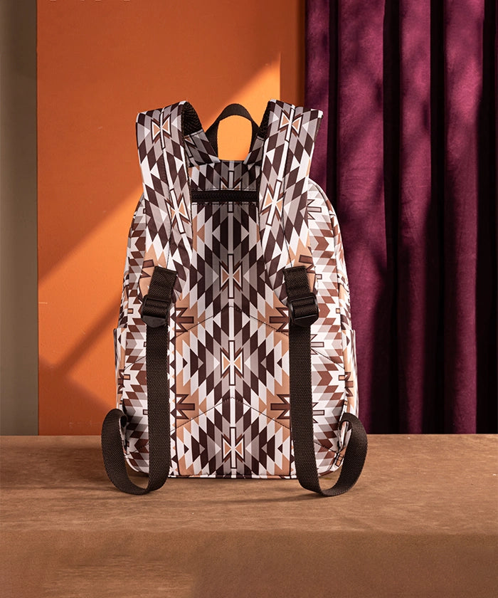 Wrangler Aztec Printed Laptop Backpack Brown