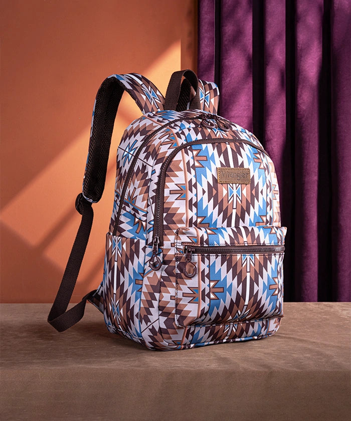 Wrangler Aztec Printed Laptop Backpack Coffee