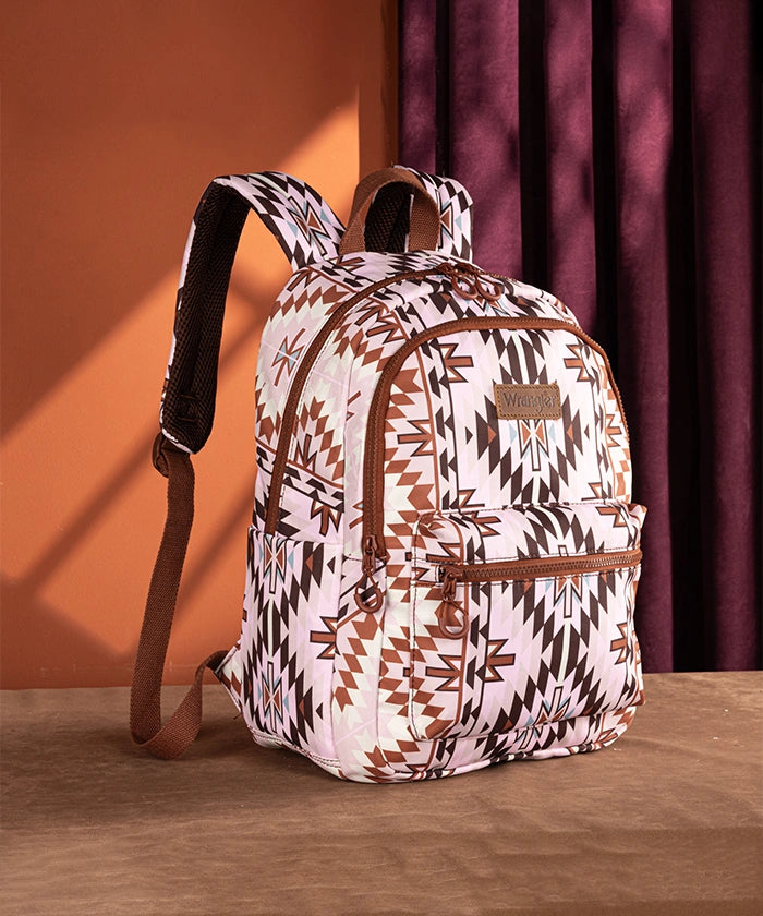 Wrangler Aztec Printed Laptop Backpack Light Brown