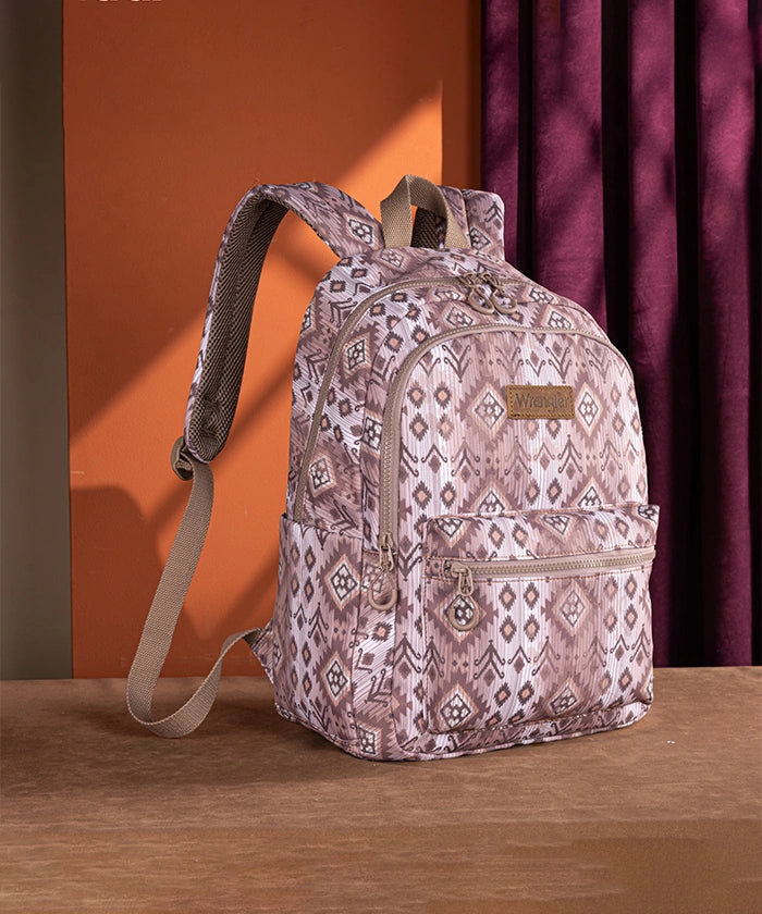 Wrangler Aztec Printed Laptop Backpack Light Coffee