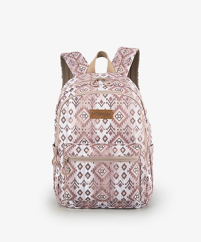 Wrangler Aztec Printed Laptop Backpack Light Coffee