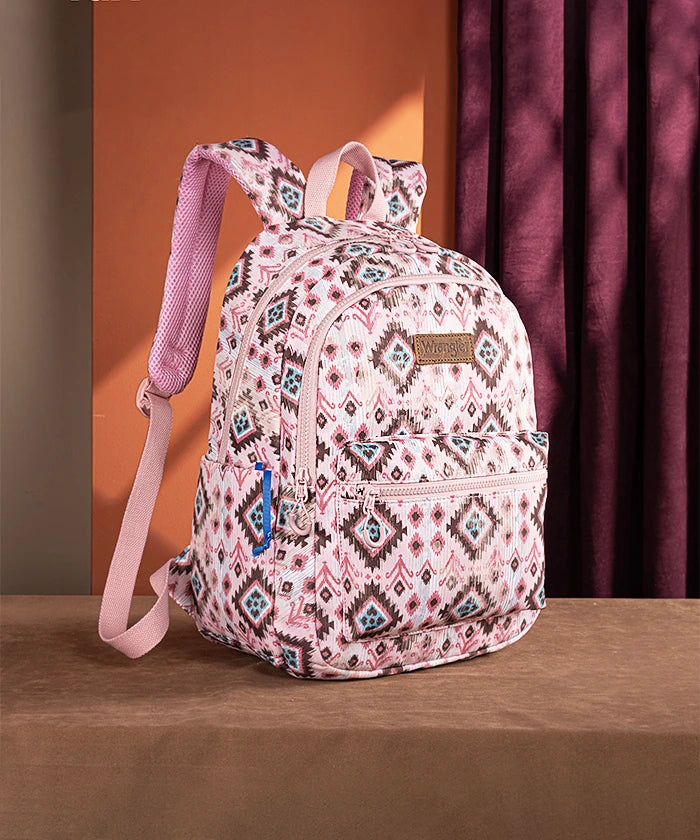 Wrangler Aztec Printed Laptop Backpack Pink