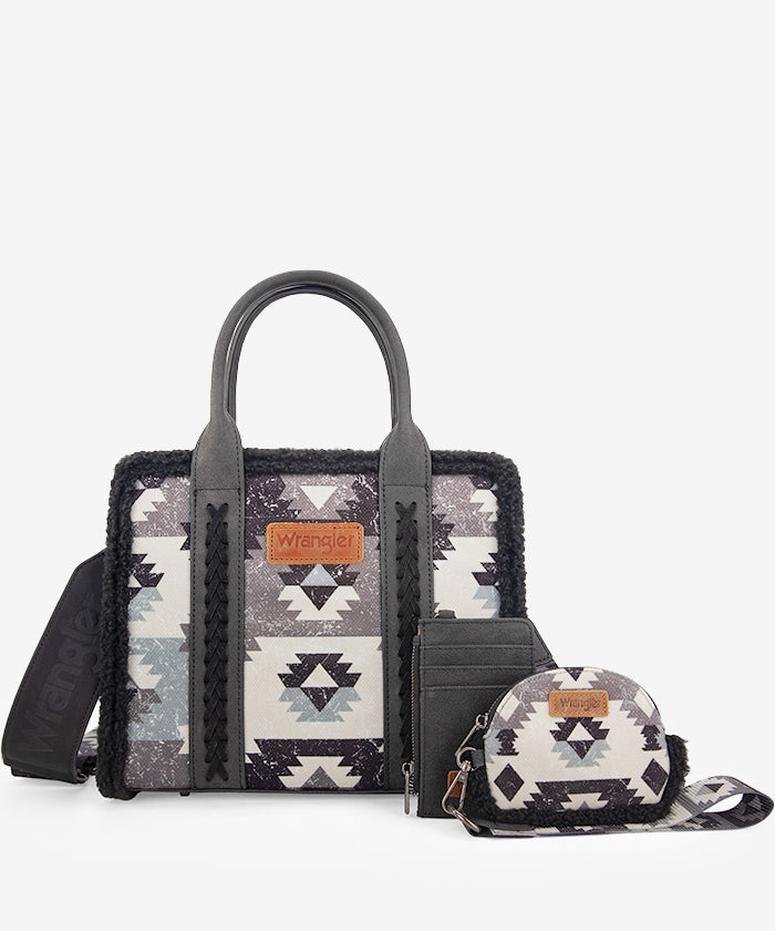 Wrangler Aztec Sherpa Trim Crossbody Purse Collection – Montana Wrangler Aztec Sherpa Trim Crossbody Purse Collection – Montana