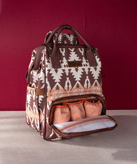 Wrangler Aztec Southwestern Print Diaper Bag Brown