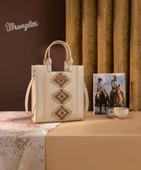 Wrangler Aztec Tribal Embroidered Tote Bag Beige