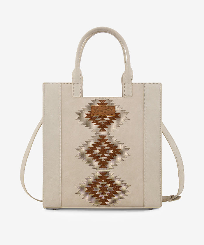 Wrangler Aztec Tribal Embroidered Tote Bag Beige