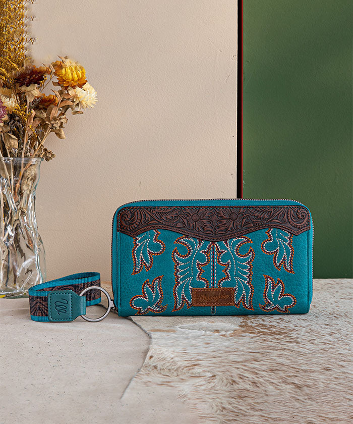 Wrangler_Boot_Stitch_Bifold_Wallet_Turquoise