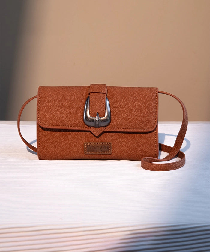 Wrangler Buckle Mini Crossbody Bag Brown