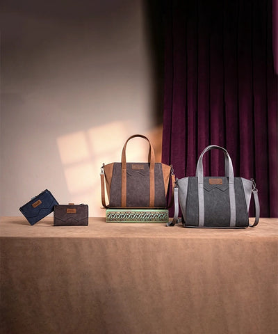 Wrangler Color Block Western Tote Carry Bag Set