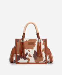 Wrangler CowPrint Rope Handle Tote Bag Brown