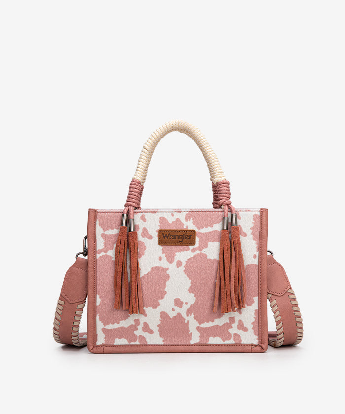 Wrangler CowPrint Rope Handle Tote Bag Pink