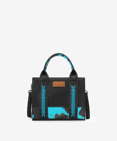 Wrangler Cow Print Accents Tote Bag Turquoise