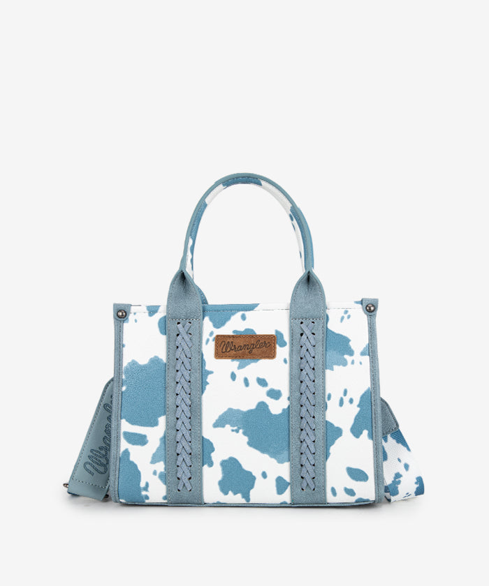 Wrangler Cow Print Concealed Carry Tote Bag Blue