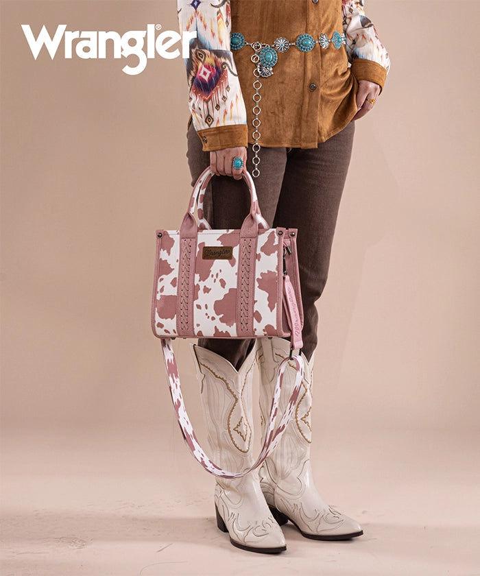 Wrangler Cow Print Concealed Carry Tote Bag Light Pink