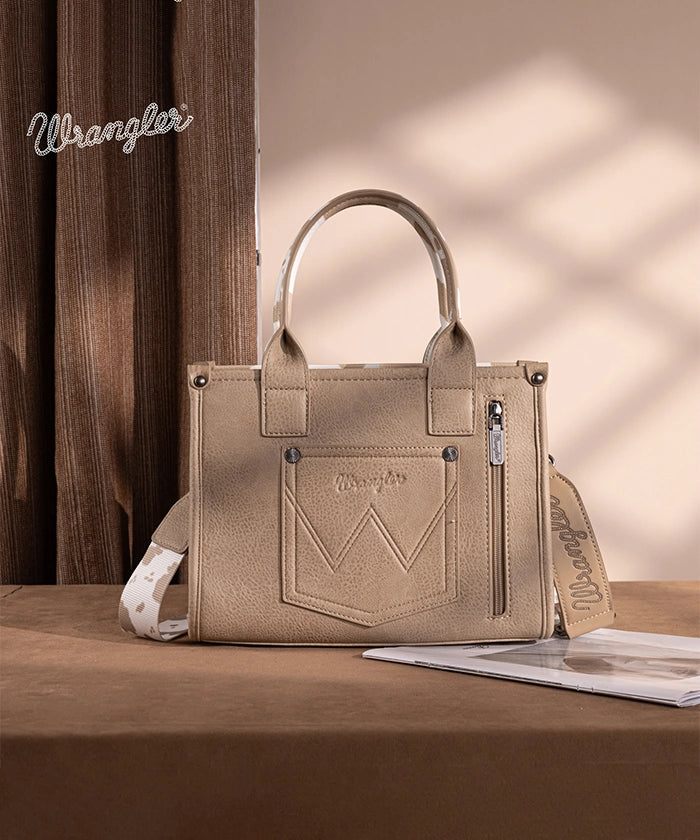 Wrangler Cow Print Concealed Carry Tote Bag Tan