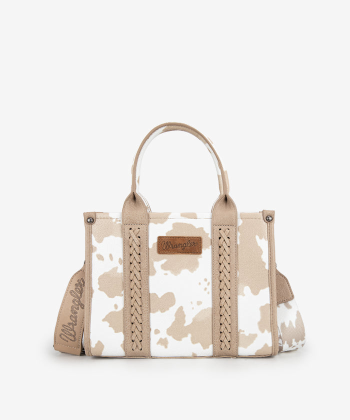 Wrangler Cow Print Concealed Carry Tote Bag Tan