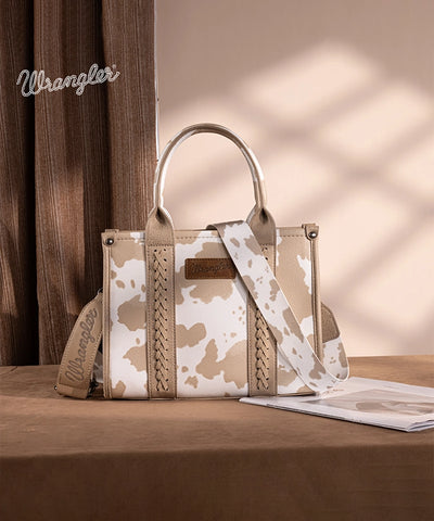 Wrangler Cow Print Concealed Carry Tote Bag Tan