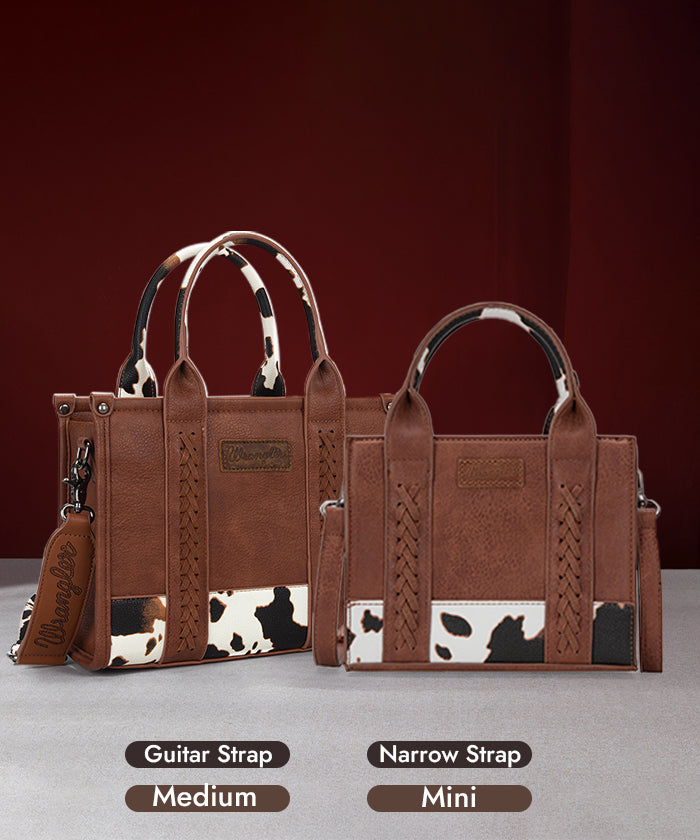 Wrangler Cow Print Crossbody Tote Bag Brown 