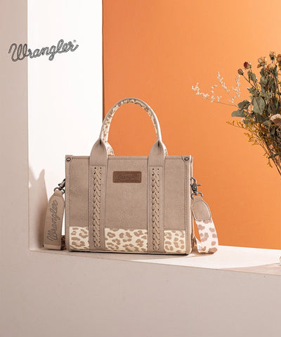 Wrangler Cow Print Crossbody Tote Bag Tan