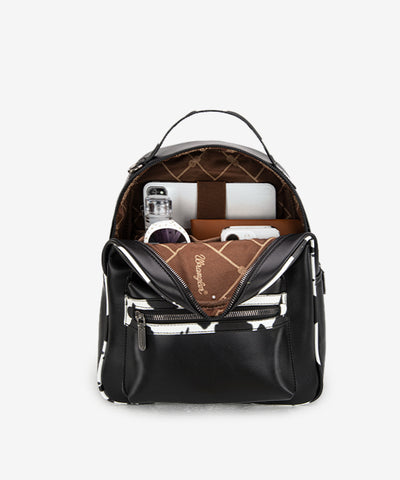 Wrangler_Cow_Print_Decorated_Zipper_Backpack_Black