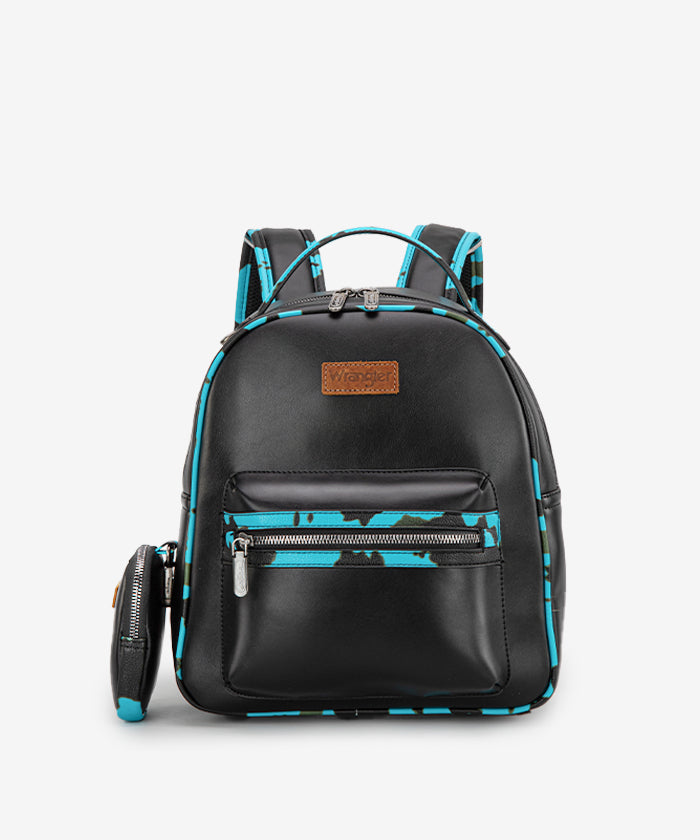 Wrangler_Cow_Print_Decorated_Zipper_Backpack_Turquoise