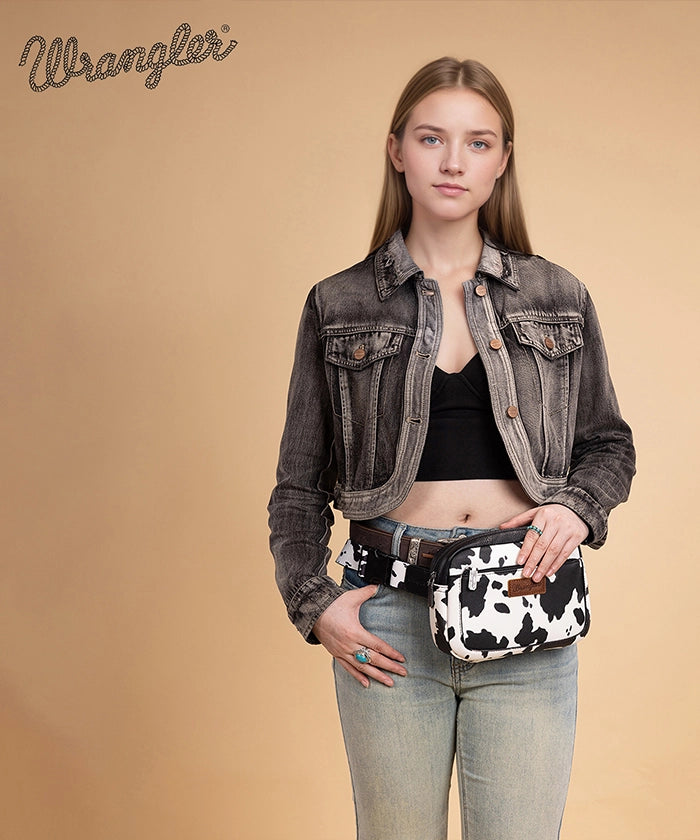 Wrangler Cow Print Fanny Pack Black